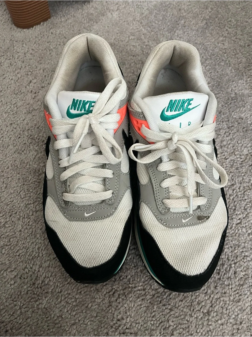 Nike White Gray Black Sneakers with Teal and Coral Accents